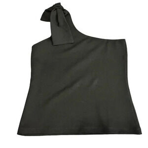 Anthropologie Bishop & Young One-Shoulder Bow Tie Top Black Size S